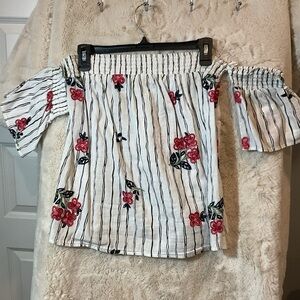 Black and white with flowers blouse
